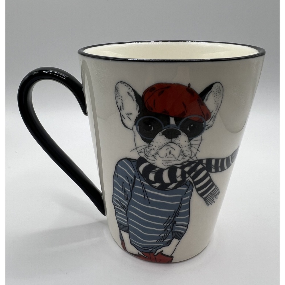 SIGNATURE HOUSEWARES - Stoneware Bulldog Eyeglasses Coffee Cup Mug - 17.5 oz